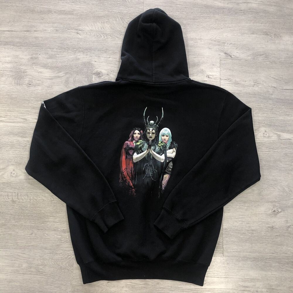 Russell Athletic Black Graphic Size Large Hoodie Sweatshirt Halloween